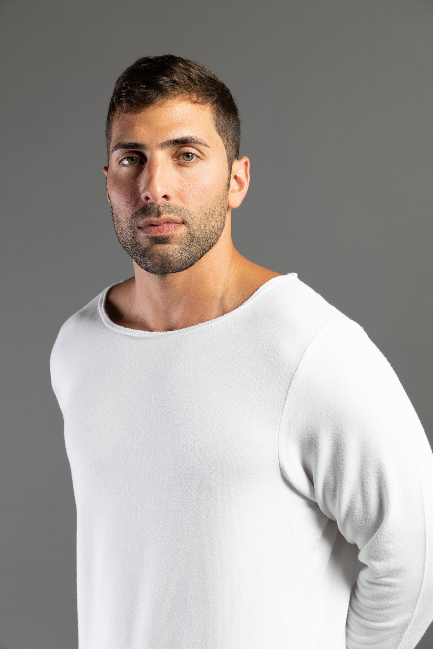 Cut and Sew Long Sleeve Shirt - White