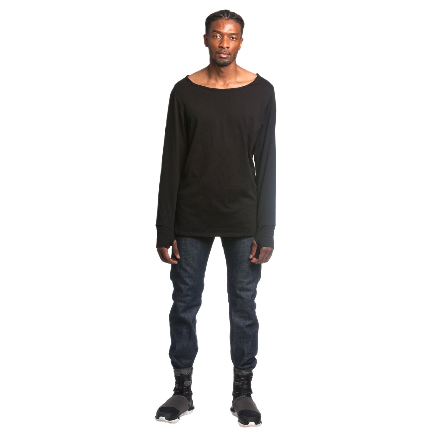 Cut and Sew Long Sleeve Shirt - Black
