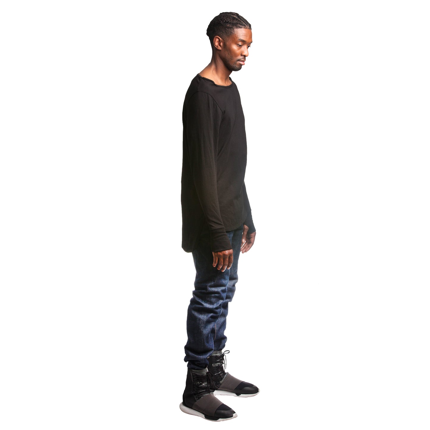 Cut and Sew Long Sleeve Shirt - Black